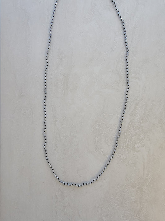 Gray Tiny Crystal Knotted Necklace