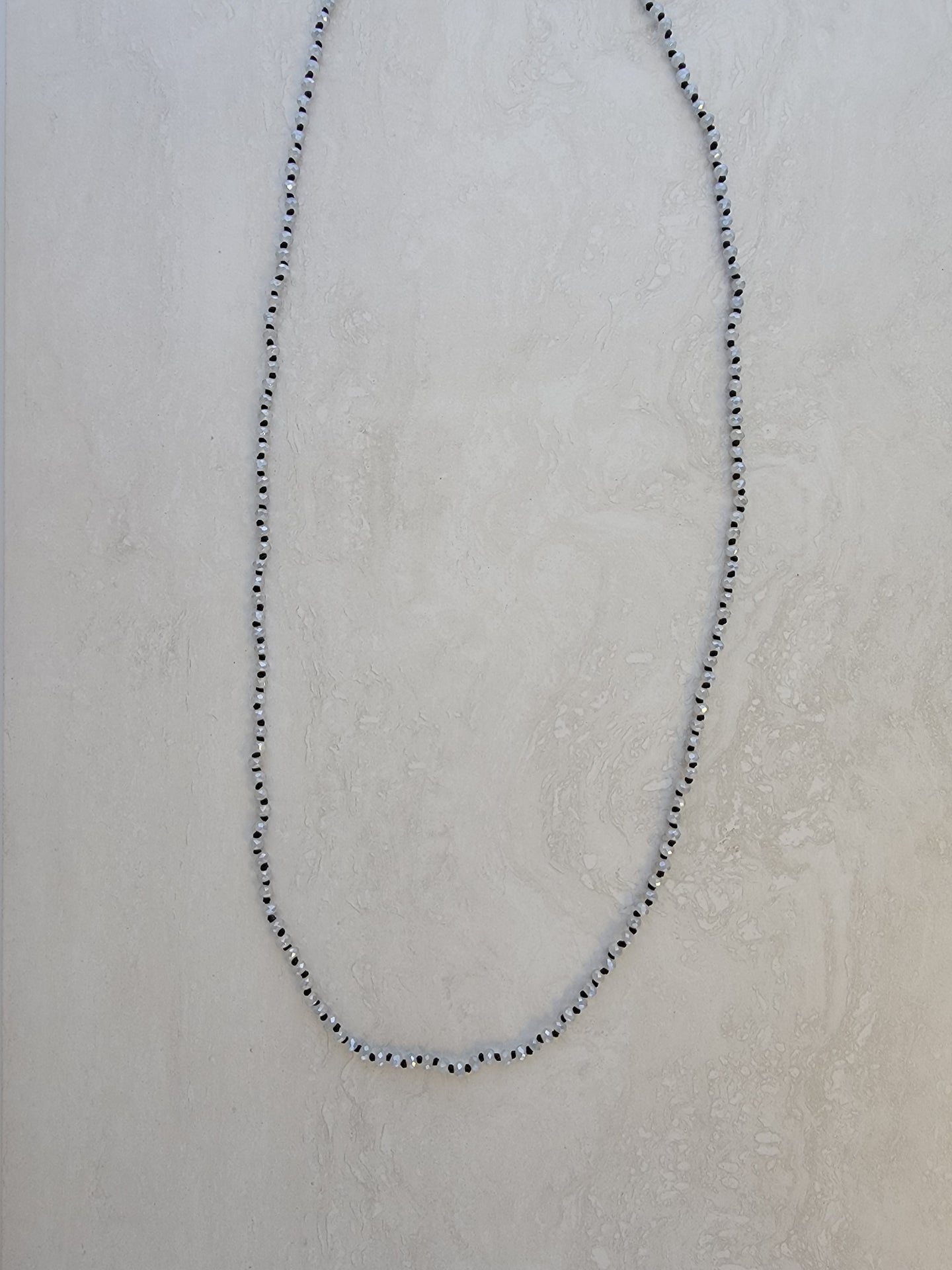 Gray Tiny Crystal Knotted Necklace