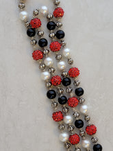 Black & Red Sparkle Bead Knotted Necklace