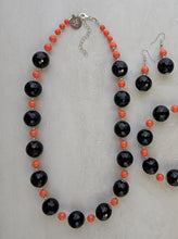 Black & Orange Crystal Round Necklace - One of a kind