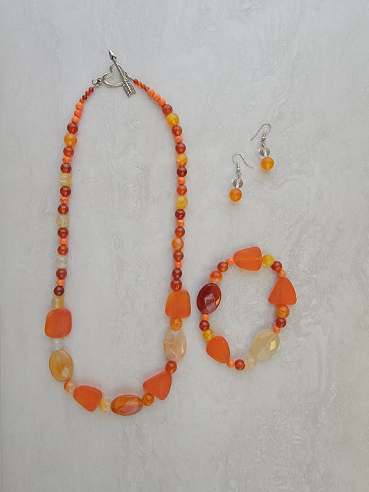 Orange Sea Glass Necklace - One of a kind