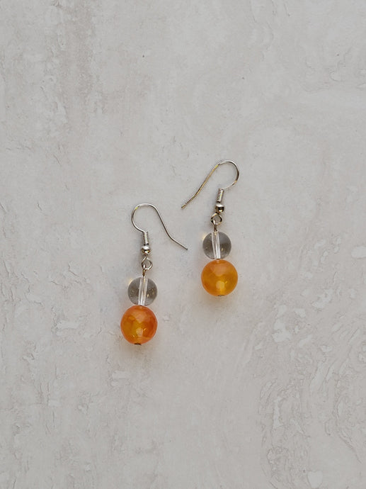 Orange Sea Glass Earrings - One of a kind