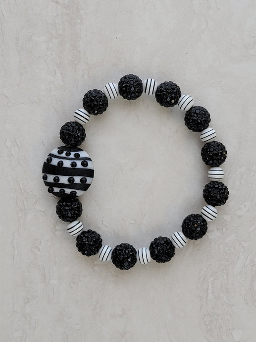 Black & White Art Deco Bracelet - One of a kind