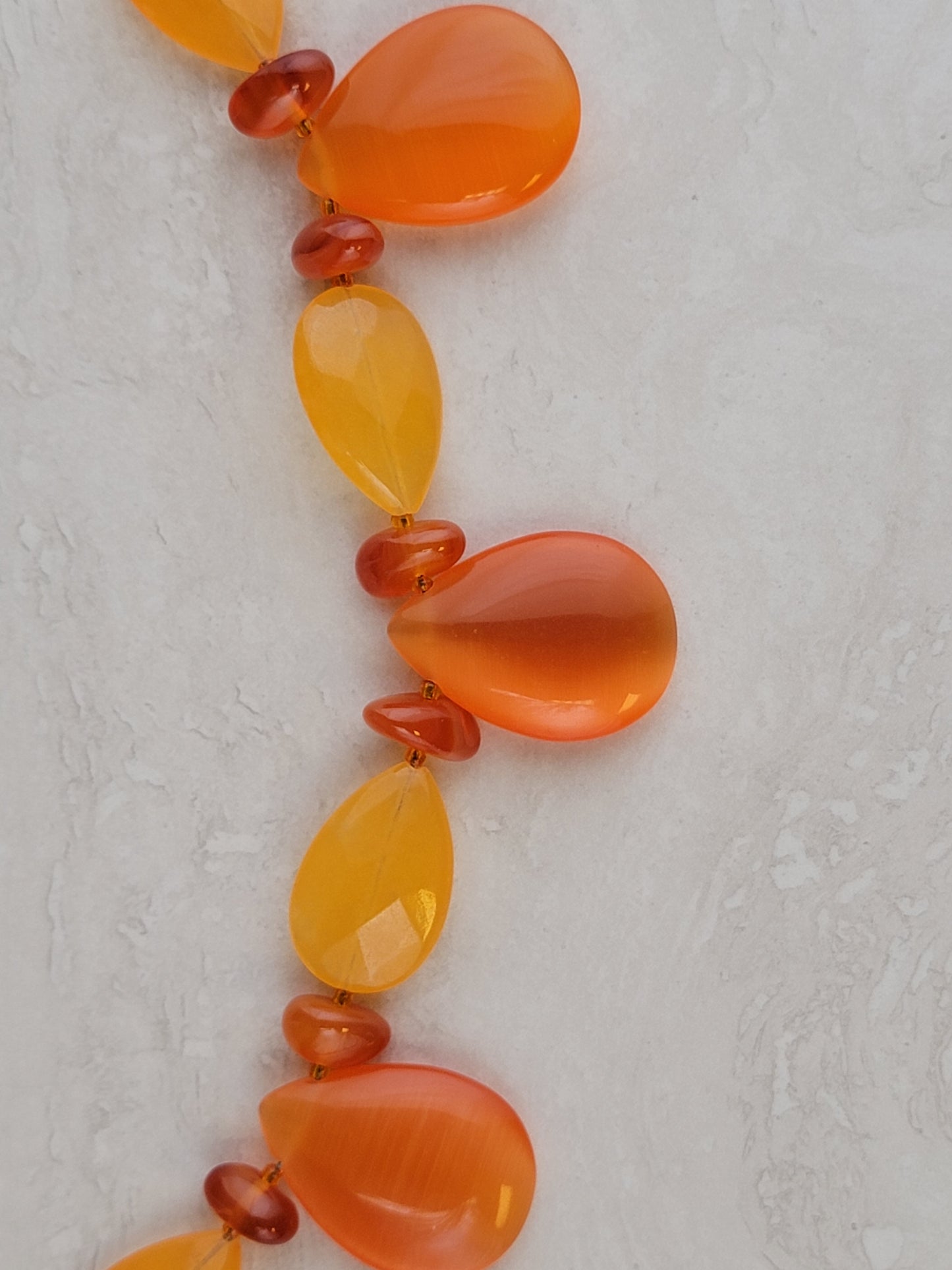 Orange Glass Teardrop Necklace - One of a kind