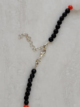 Black Stone & White Sparkle Tear Drop Necklace - One Of A Kind Handmade Design