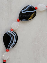Black Stone & White Sparkle Tear Drop Necklace - One Of A Kind Handmade Design