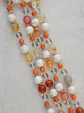 Orange & White Stone Jewelry Set - Matching Necklace, Bracelet & Earrings