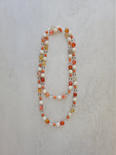 Orange & White Stone Jewelry Set - Matching Necklace, Bracelet & Earrings