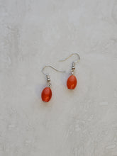 Orange Silver Twist Long Necklace Set - Matching Earrings