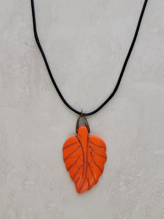 Orange Turquoise Leaf Necklace