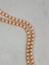 Orange Pearl Necklace - Handtied Freshwater Pearls - Gold Plated Hook Clasp - Black Silk