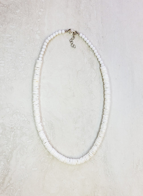 White Puka Sea Shell Necklace - Silver Adjustable Lobster Clasp