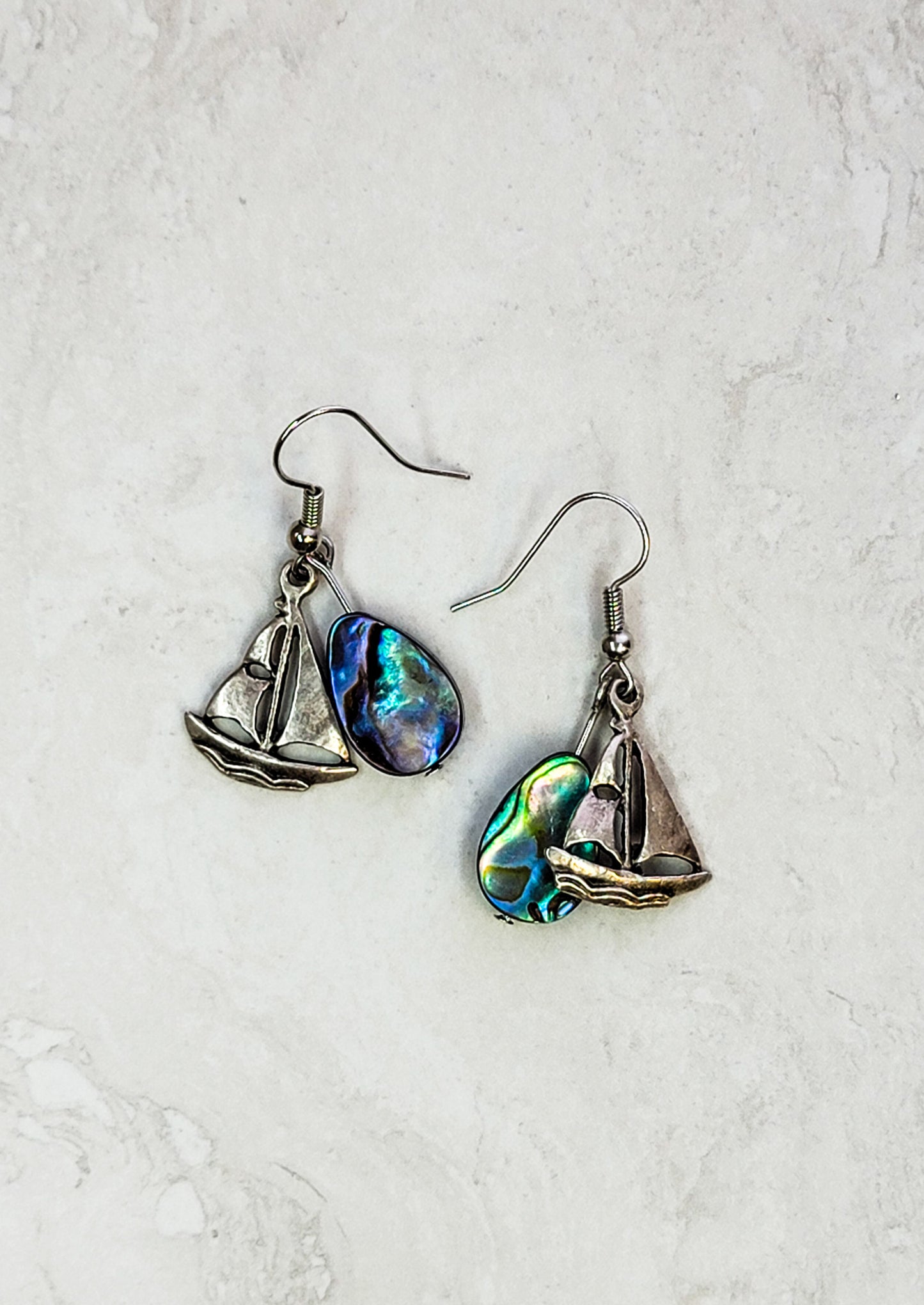 Abalone Sailboat Earrings - One Of A Kind