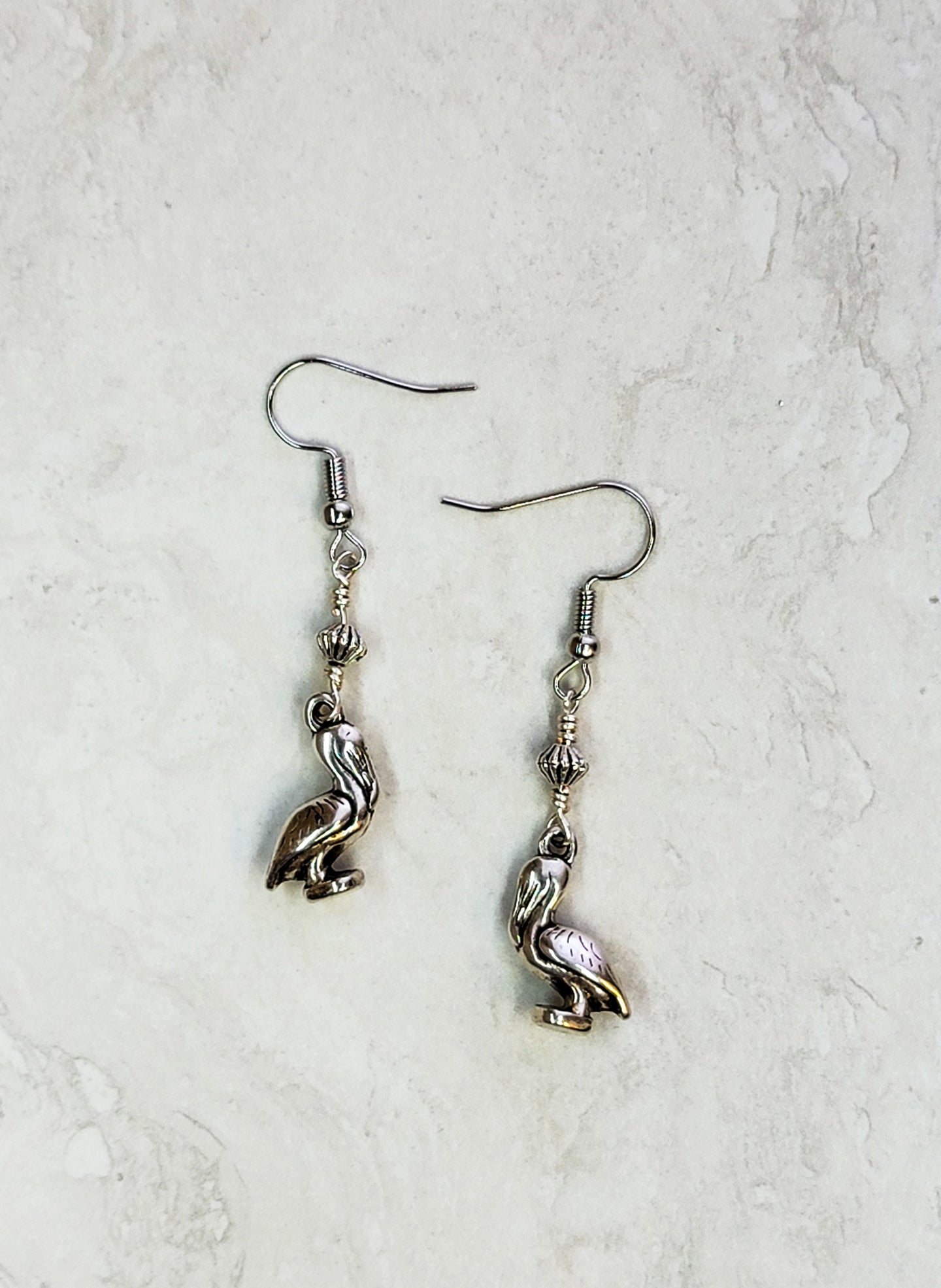 Pelican Earrings - Silver - One Of A Kind