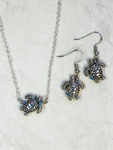 Sea Turtle Jewelry Set - Silver - Matching Necklace & Earrings - One Of A Kind
