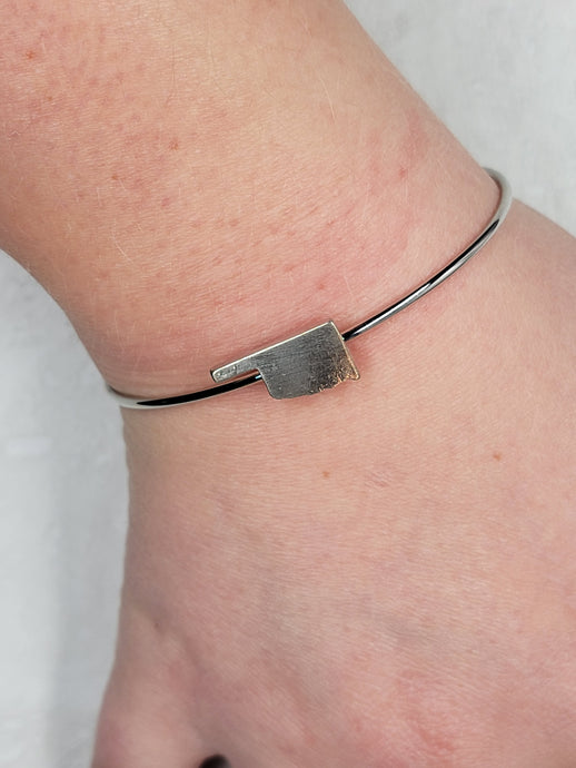 Oklahoma Bracelet - Silver - Adjustable Wire Cuff
