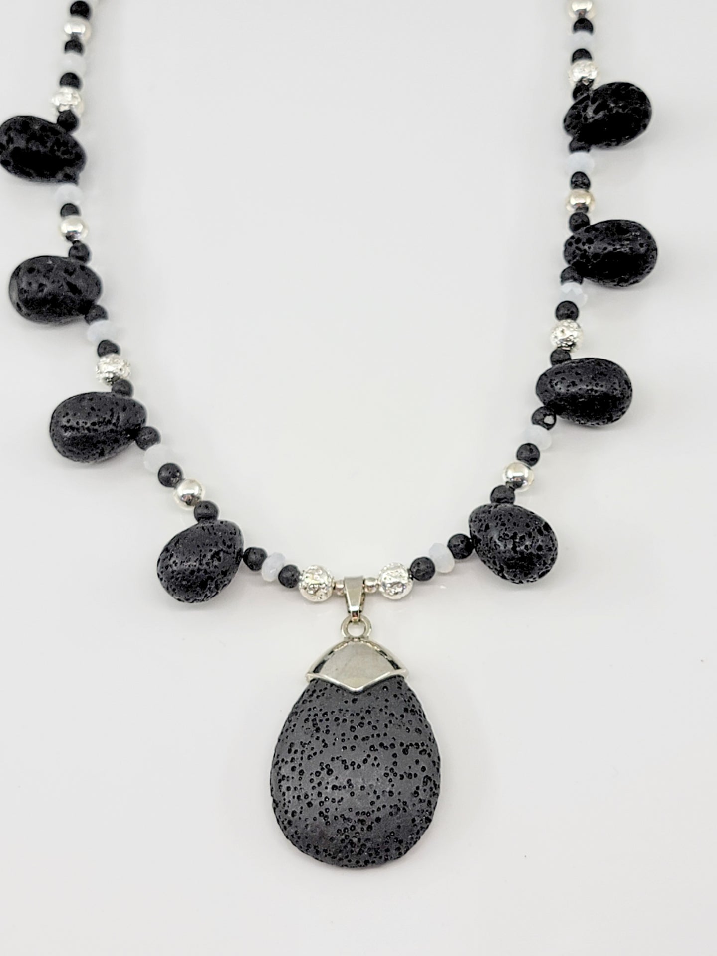 Black Obsidian Volcano Lava Stone Pendant Necklace – EvelynCreations