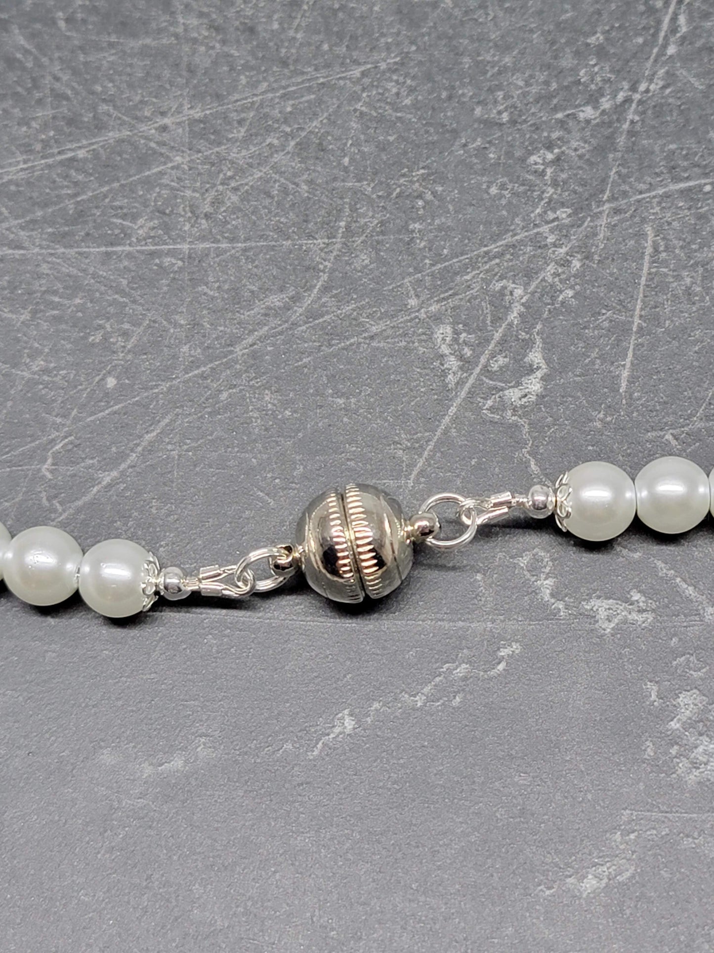 Custom White Crystal Pearl Necklace