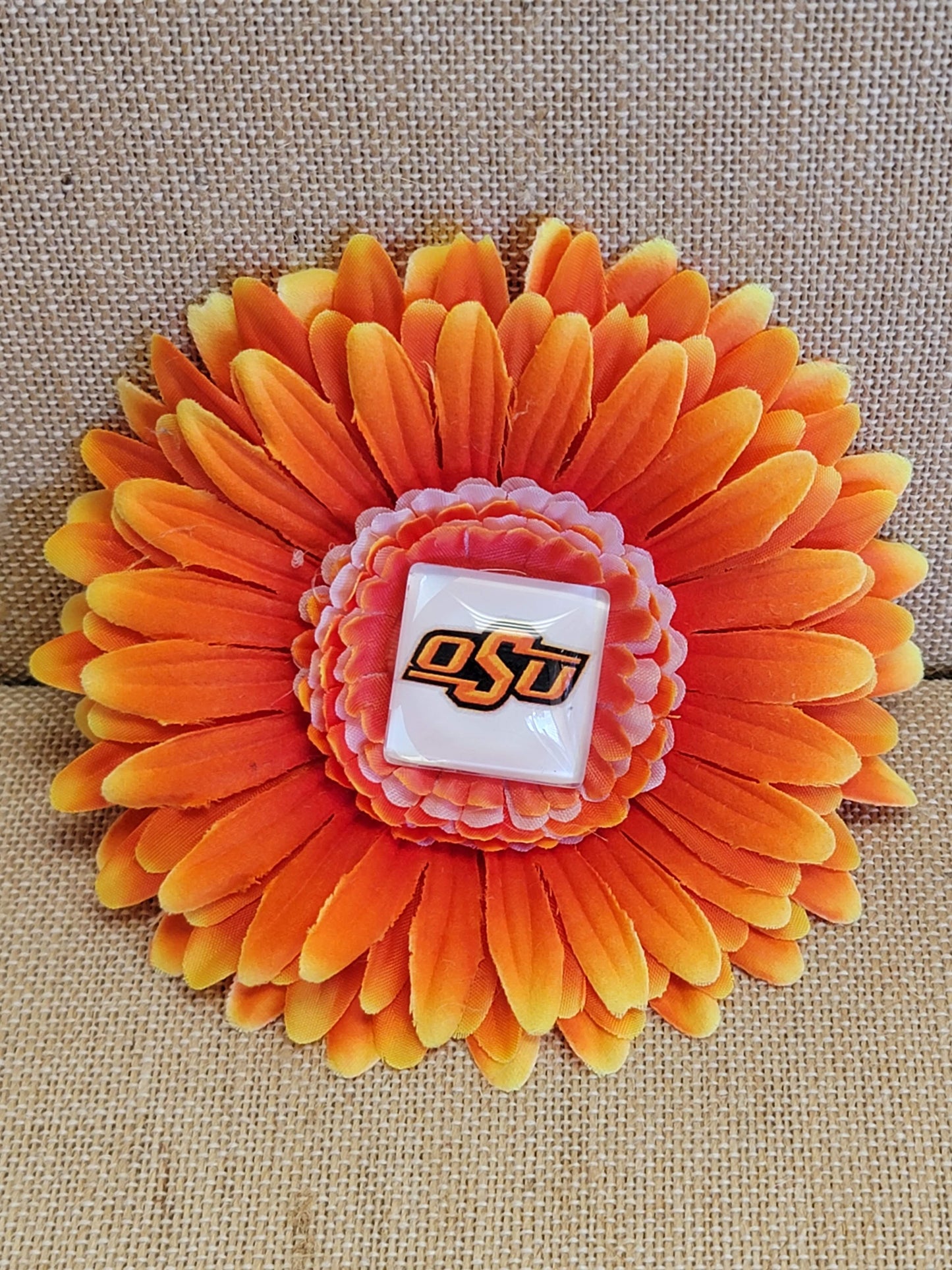 OSU Flower Hair Clip - Barrette - Handmade - One of a kind