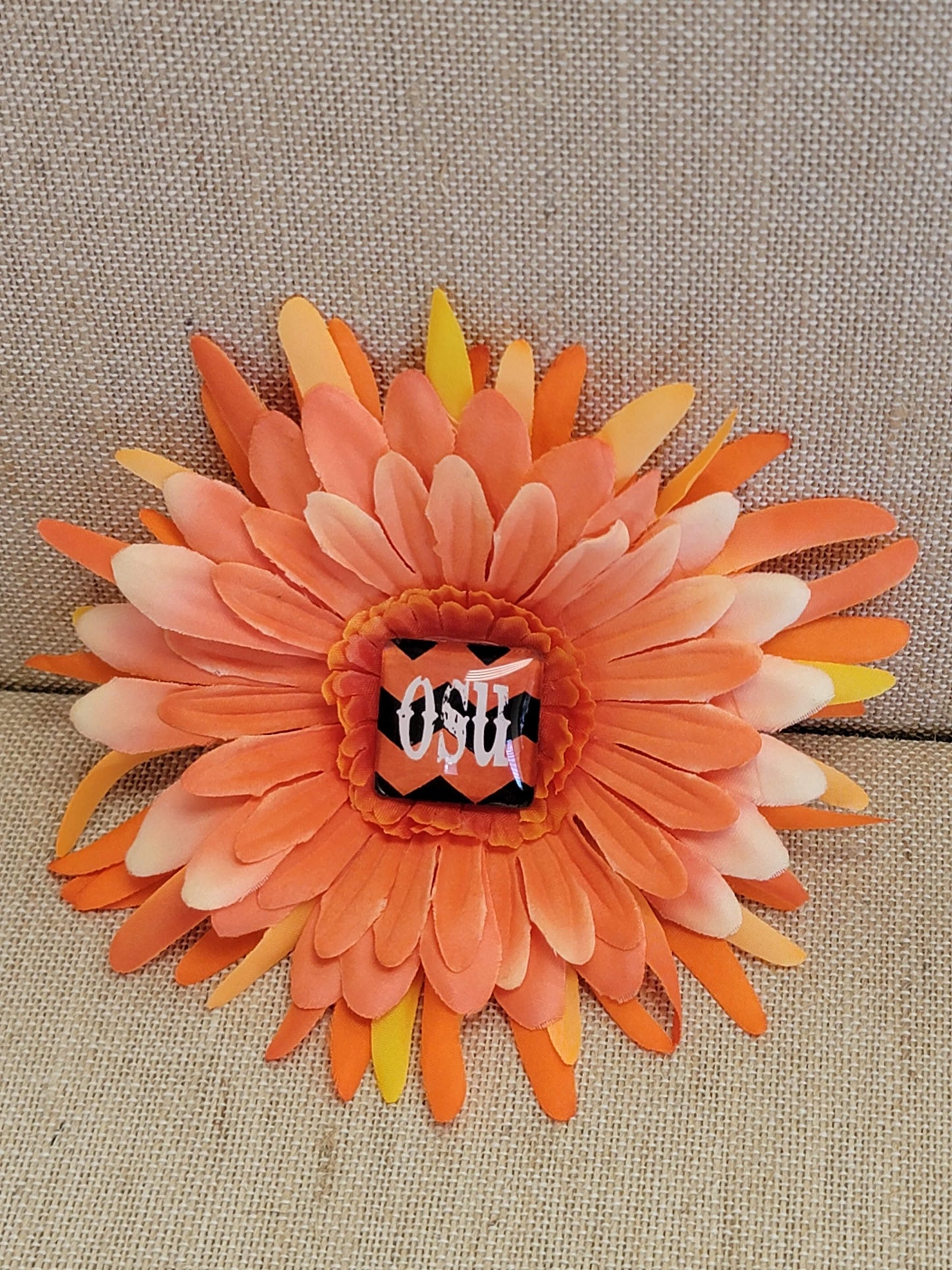 OSU Flower Hair Clip - Barrette - Handmade - One of a kind