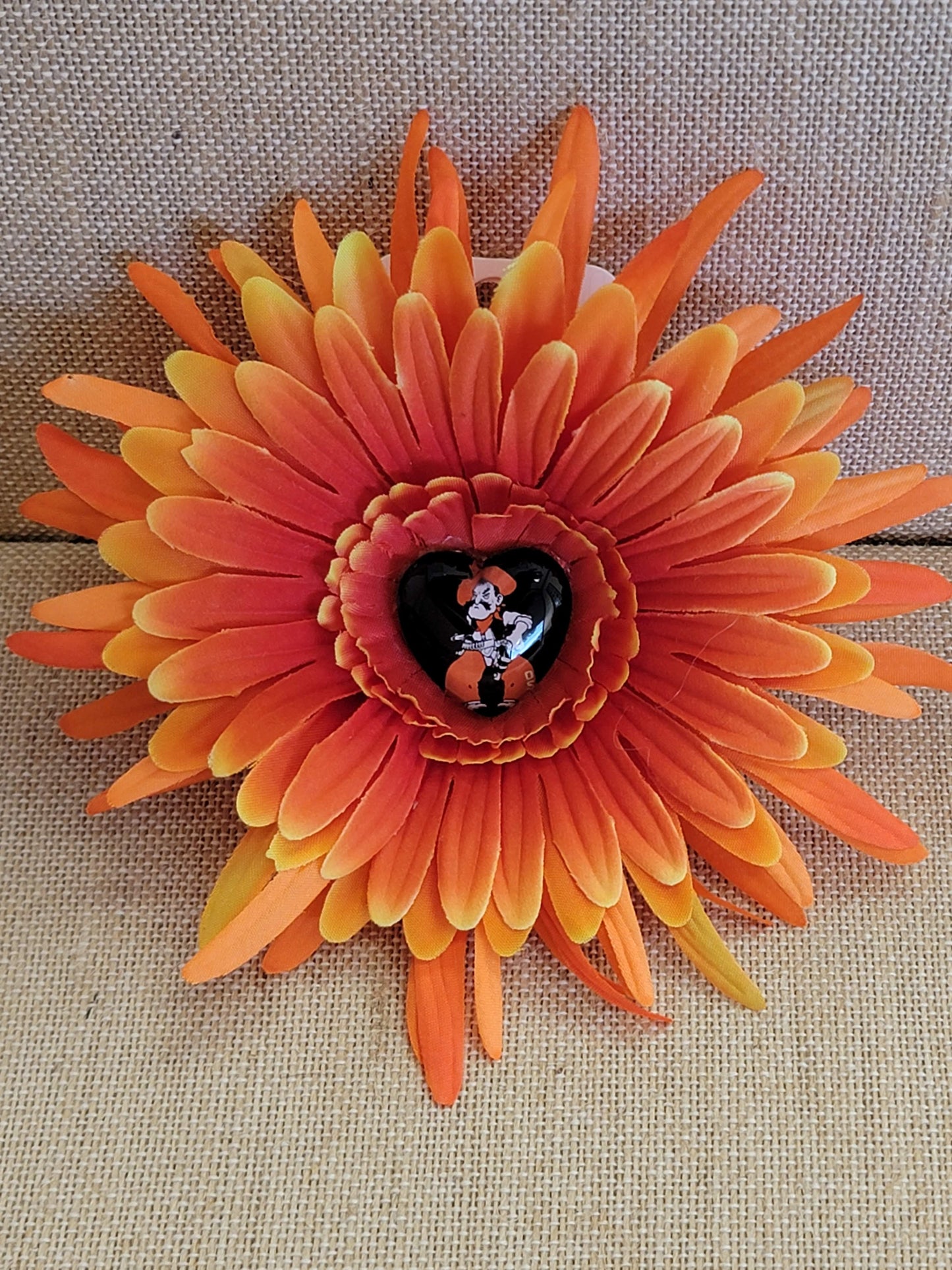 OSU Flower Hair Clip - Barrette - Handmade - One of a kind