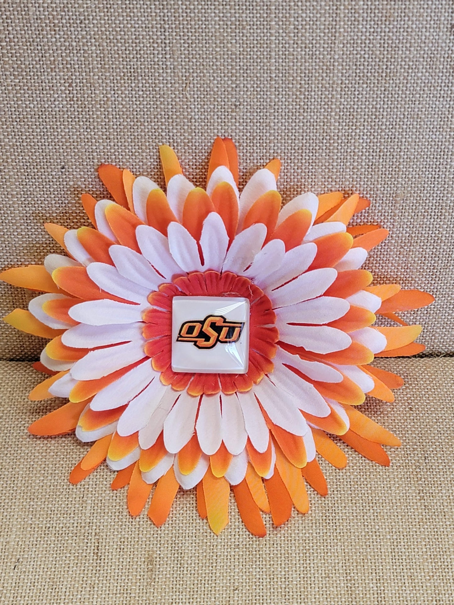 OSU Flower Hair Clip - Barrette - Handmade - One of a kind