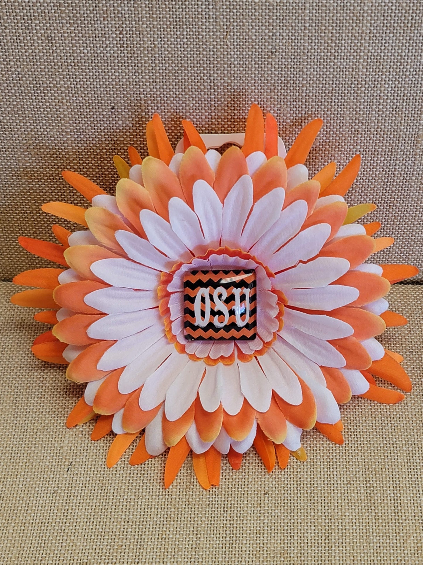 OSU Flower Hair Clip - Barrette - Handmade - One of a kind