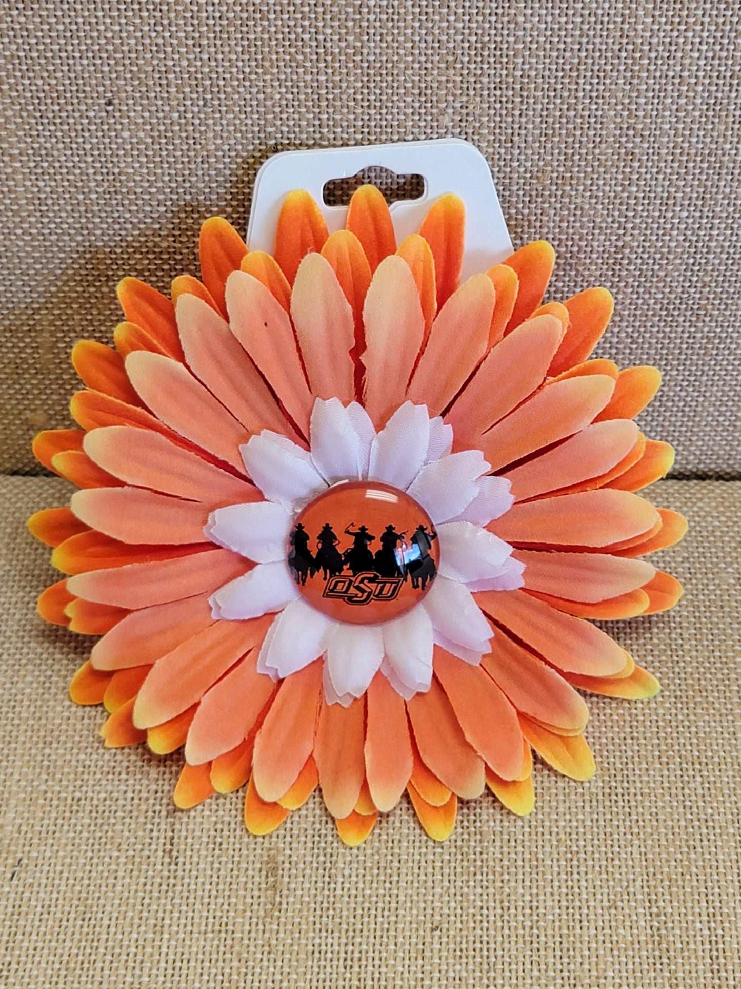 OSU Flower Hair Clip - Barrette - Handmade - One of a kind