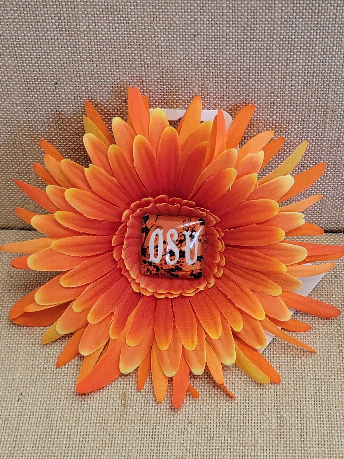 OSU Flower Hair Clip - Barrette - Handmade - One of a kind