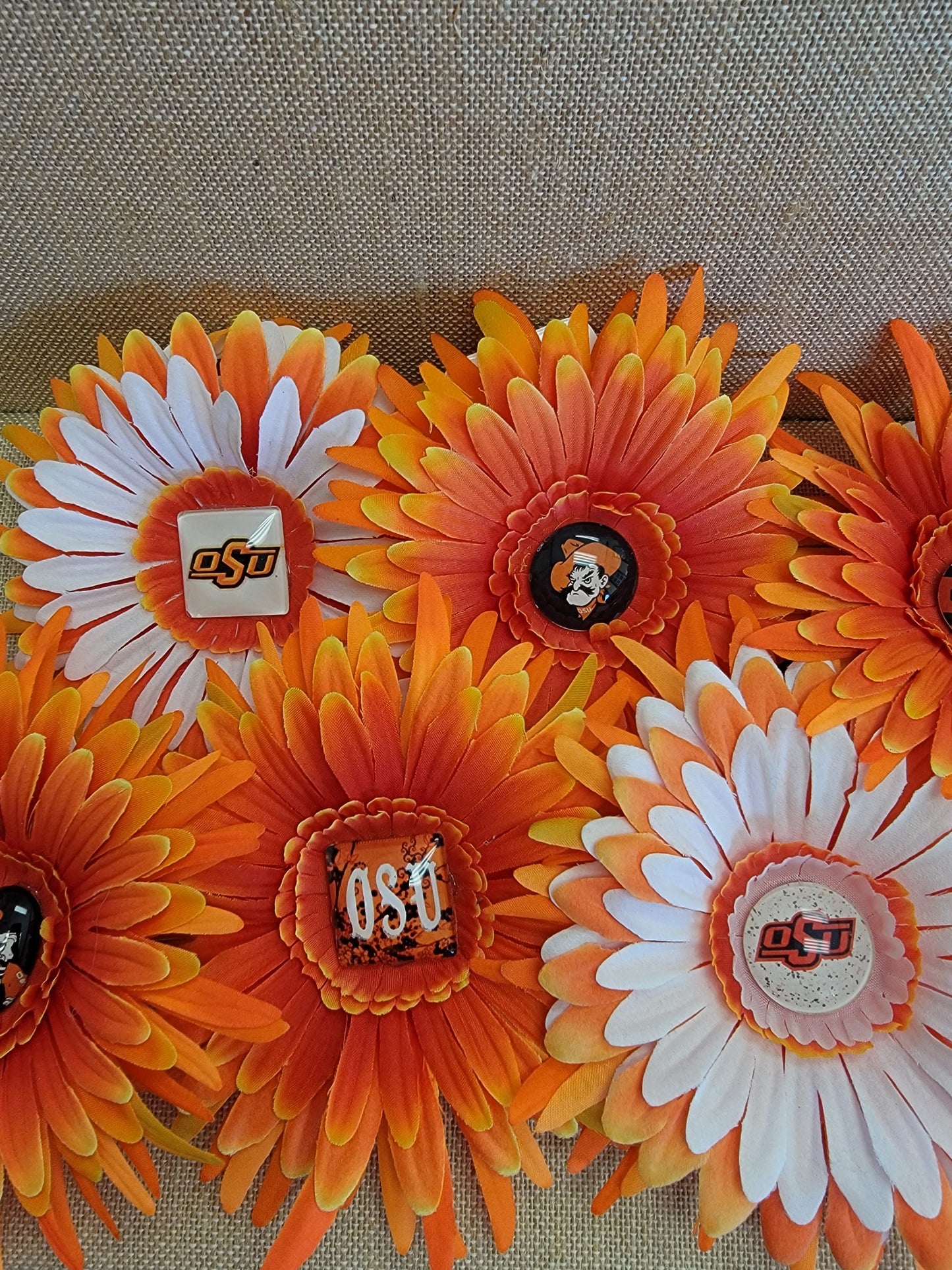 OSU Flower Hair Clip - Barrette - Handmade - One of a kind