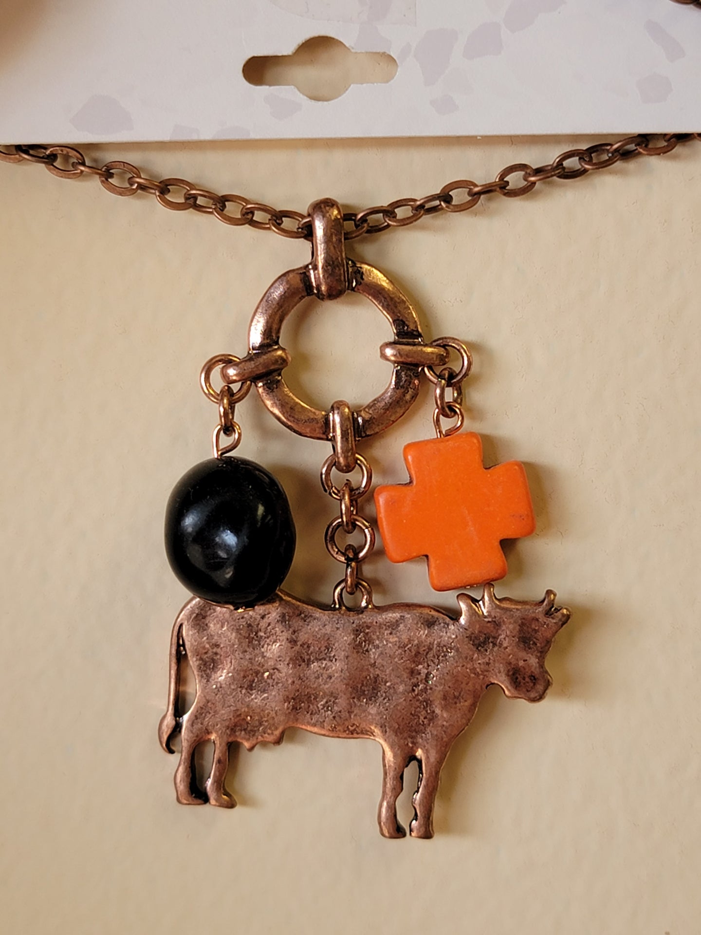 Cow Charm Necklace - Copper
