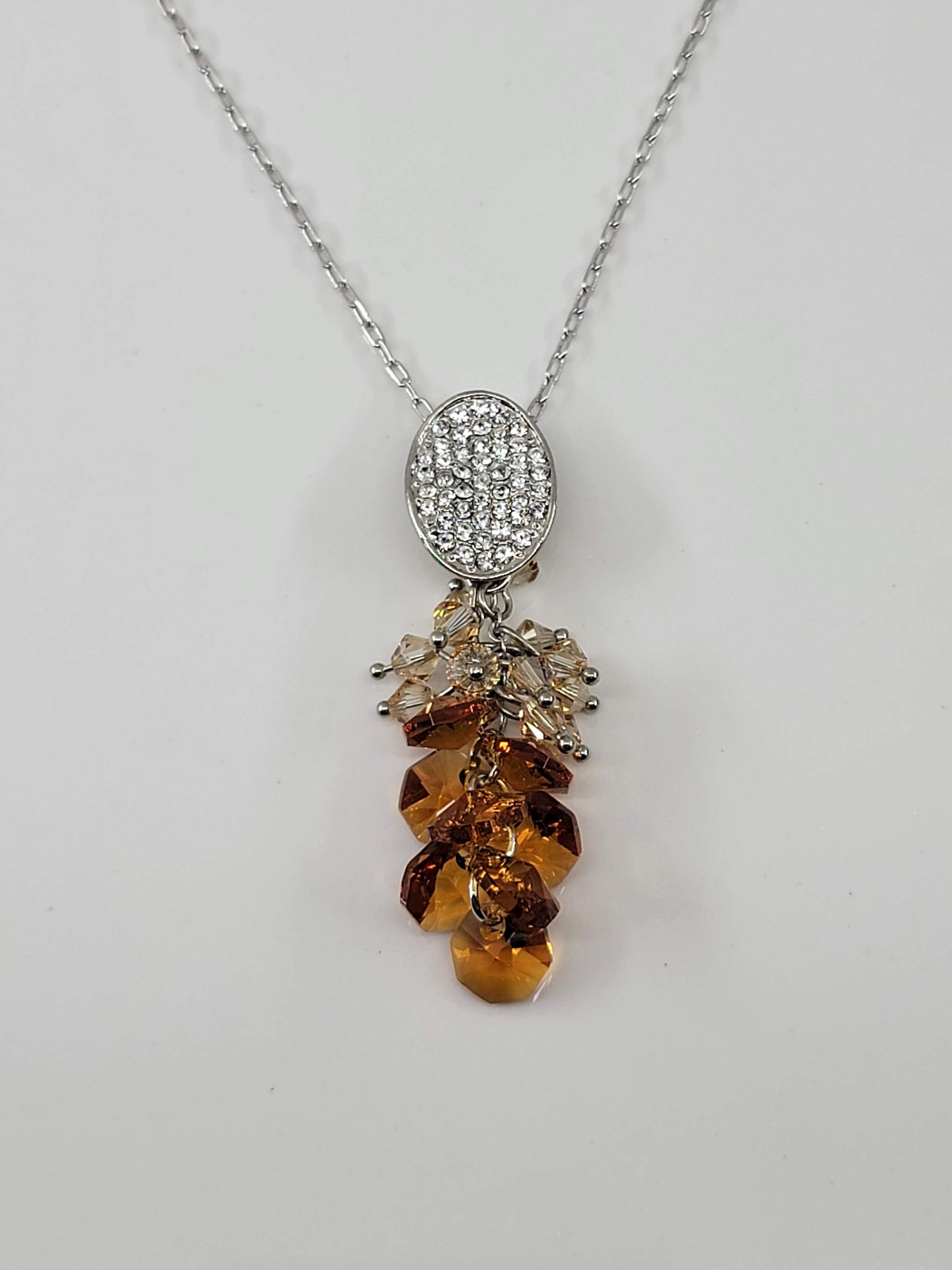 Orange Crystal Tassel Necklace