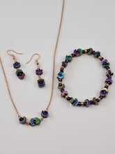 Multicolor Metal & Rose Gold Jewelry Set - Matching Necklace, Bracelet & Earrings