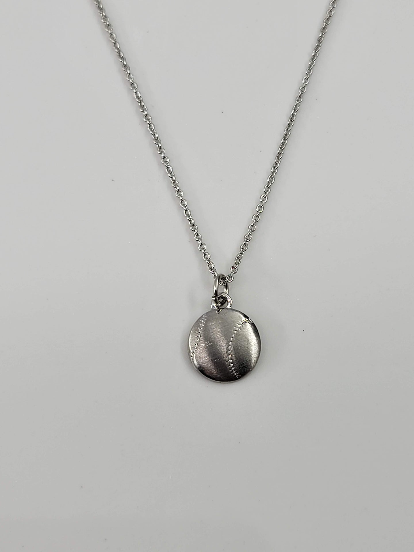 Tiny Silver Baseball Pendant Necklace