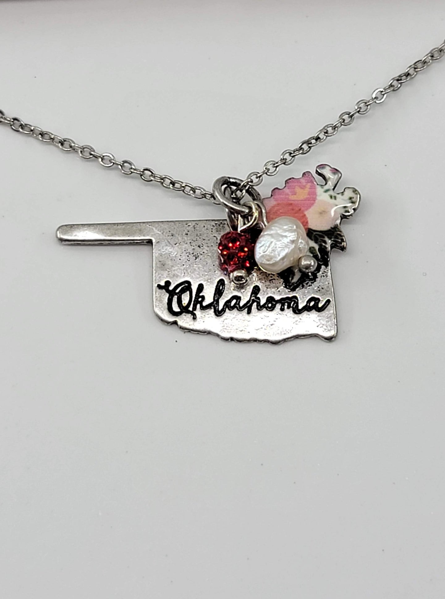 Oklahoma Flower Pendant Necklace - Silver