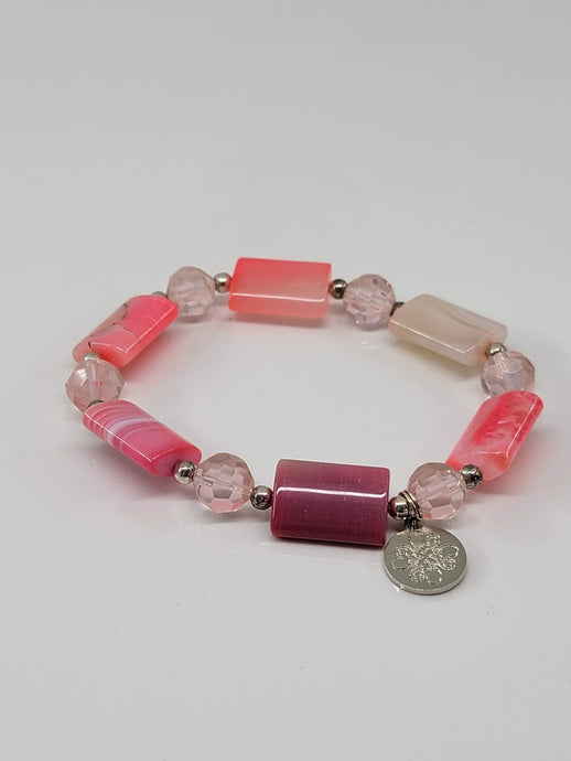 Pink Rectangle Beaded Bracelet