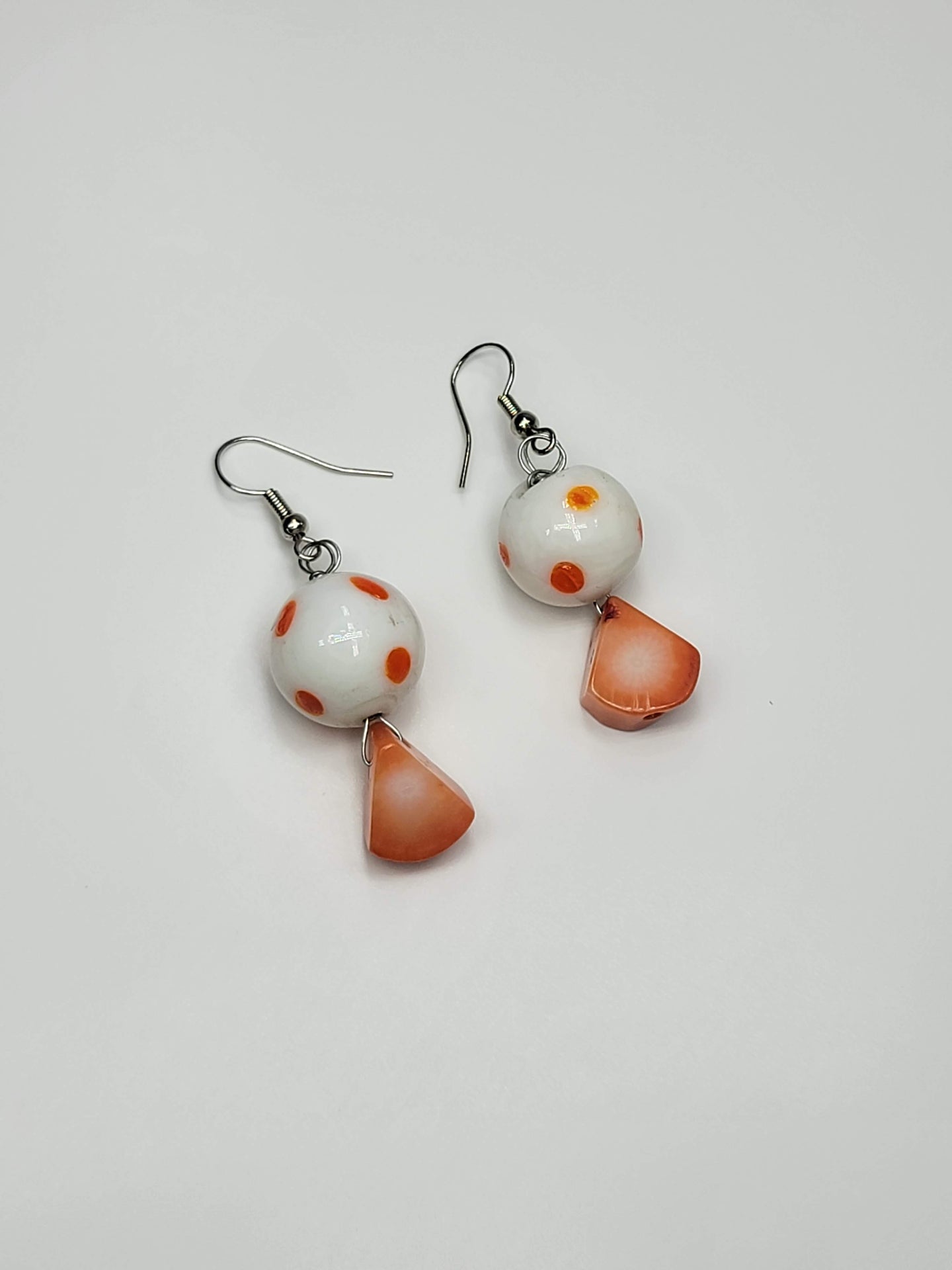 Orange & Polka Dot Earrings - One of a kind