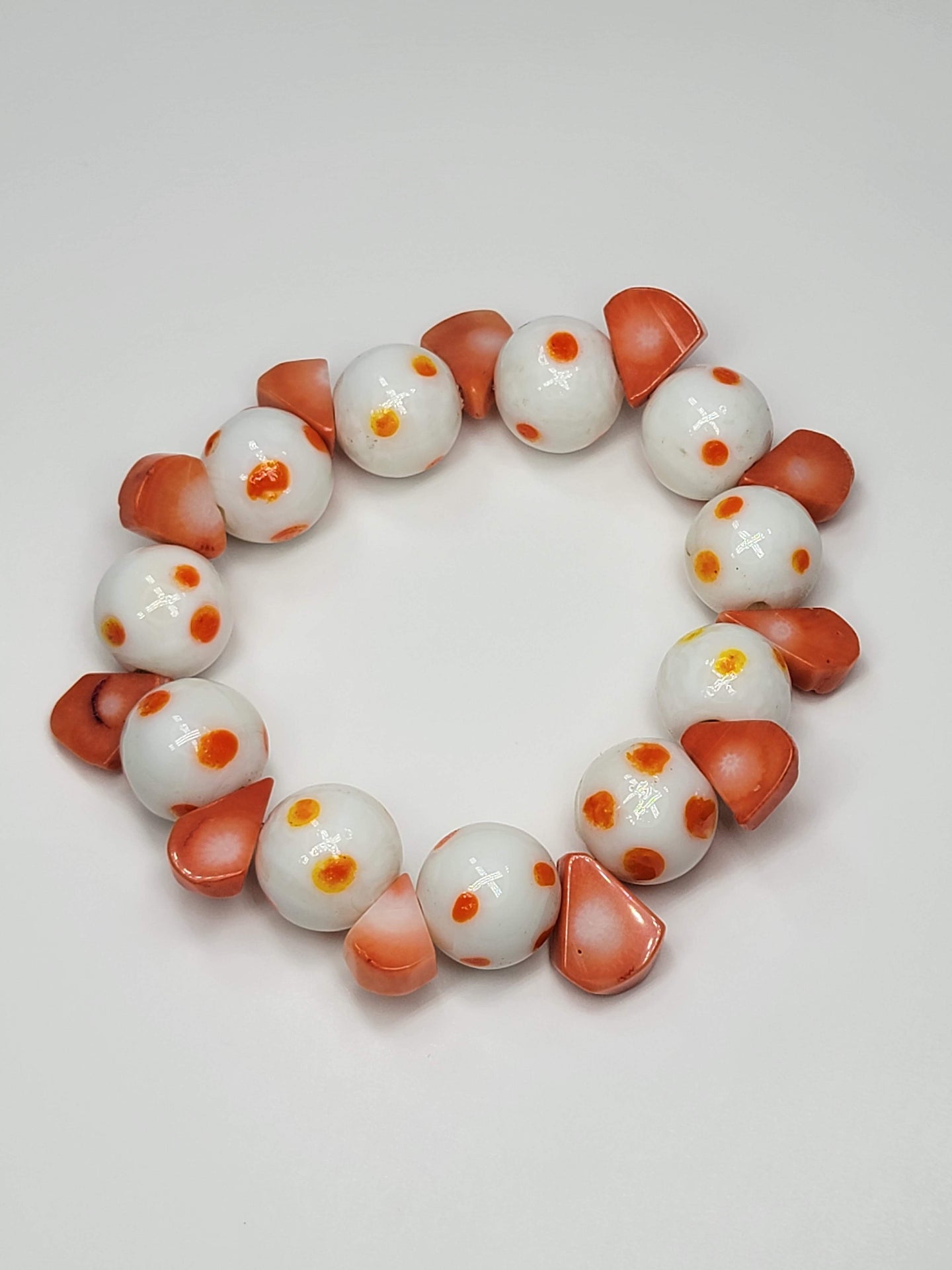 Orange & Polka Dot Bracelet - One of a kind