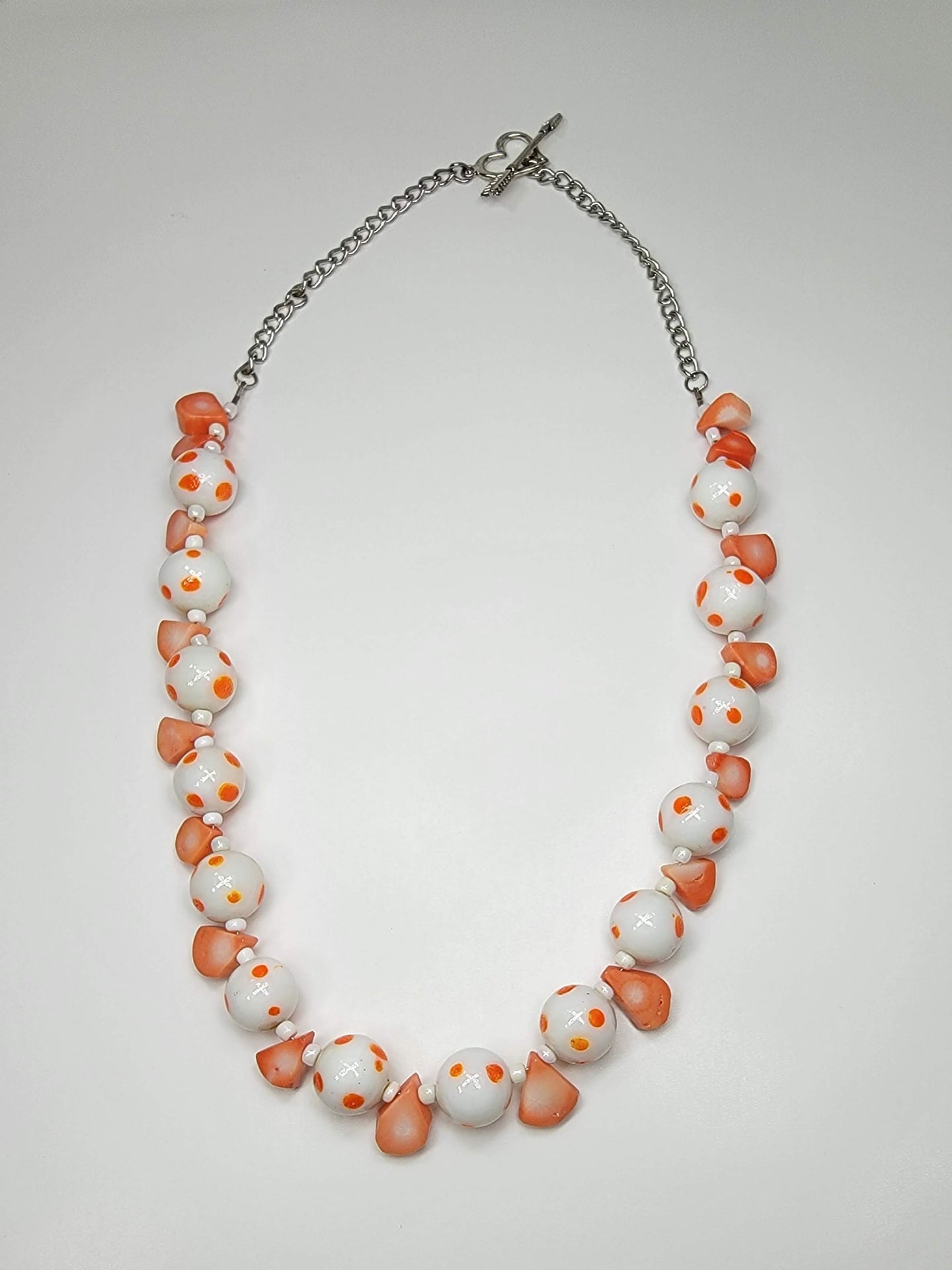 Orange & Polka Dot Necklace - One of a kind