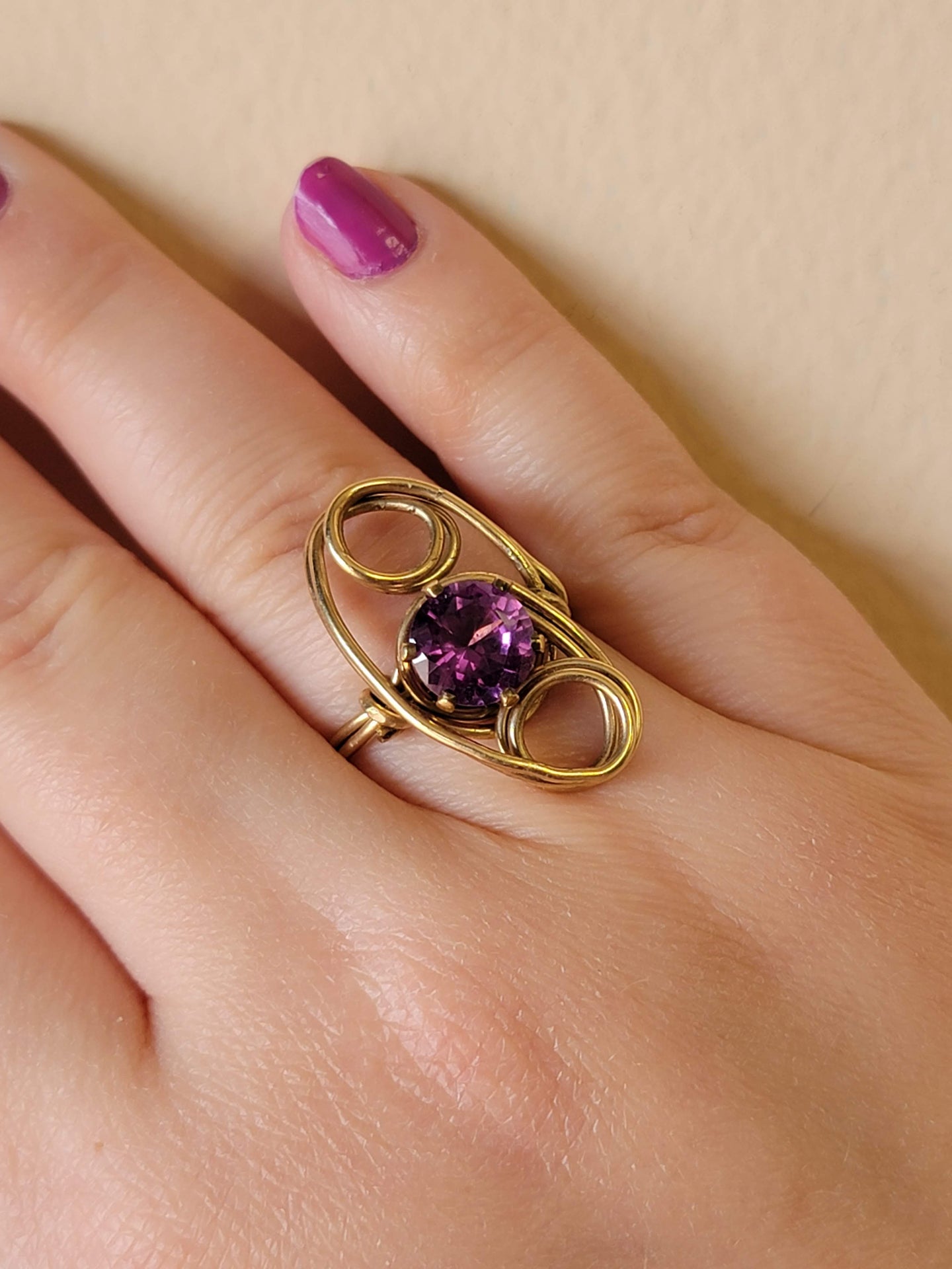 Gold & Purple Wire Wrapped Ring