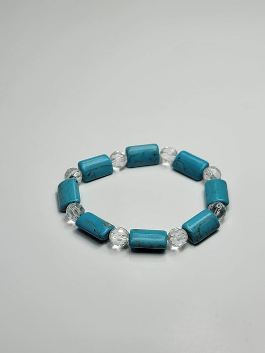 Blue Turquoise & Clear Bracelet