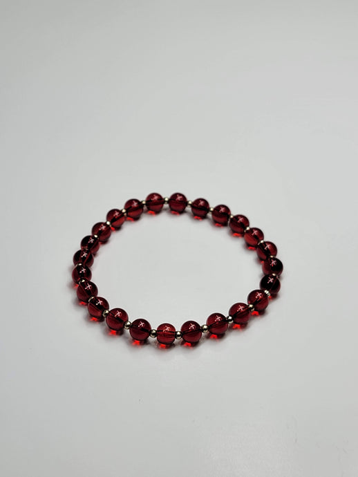 Red & Silver Glass Bead Bracelet
