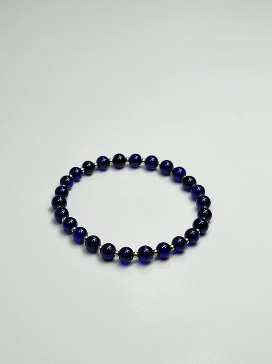 Blue & Silver Glass Bead Bracelet