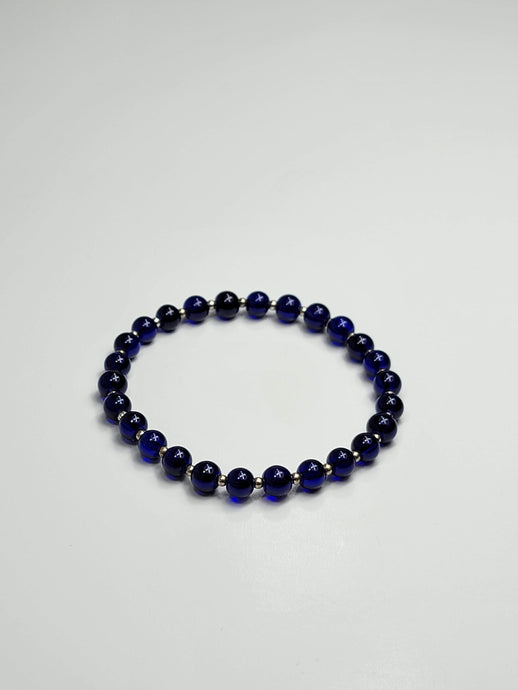 Blue & Silver Glass Bead Bracelet