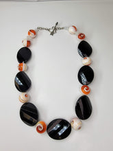 Orange Swirl & Black Necklace - One of a kind