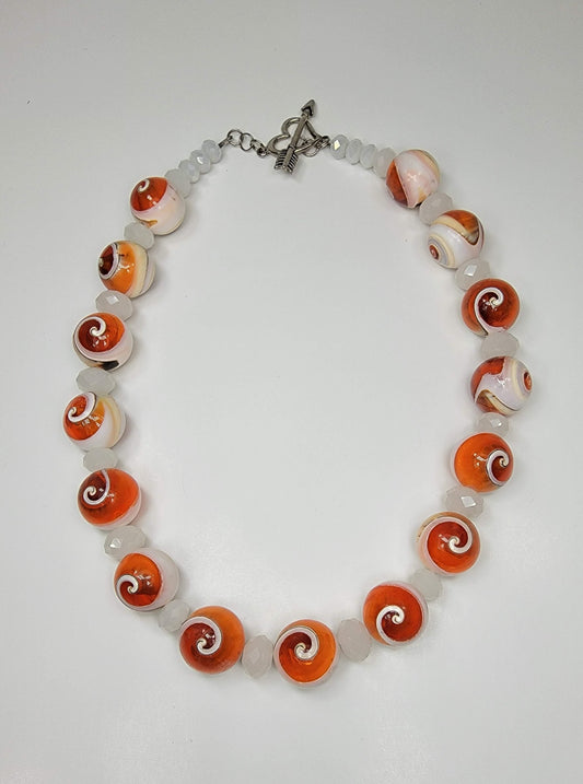 Orange & White Swirl Necklace