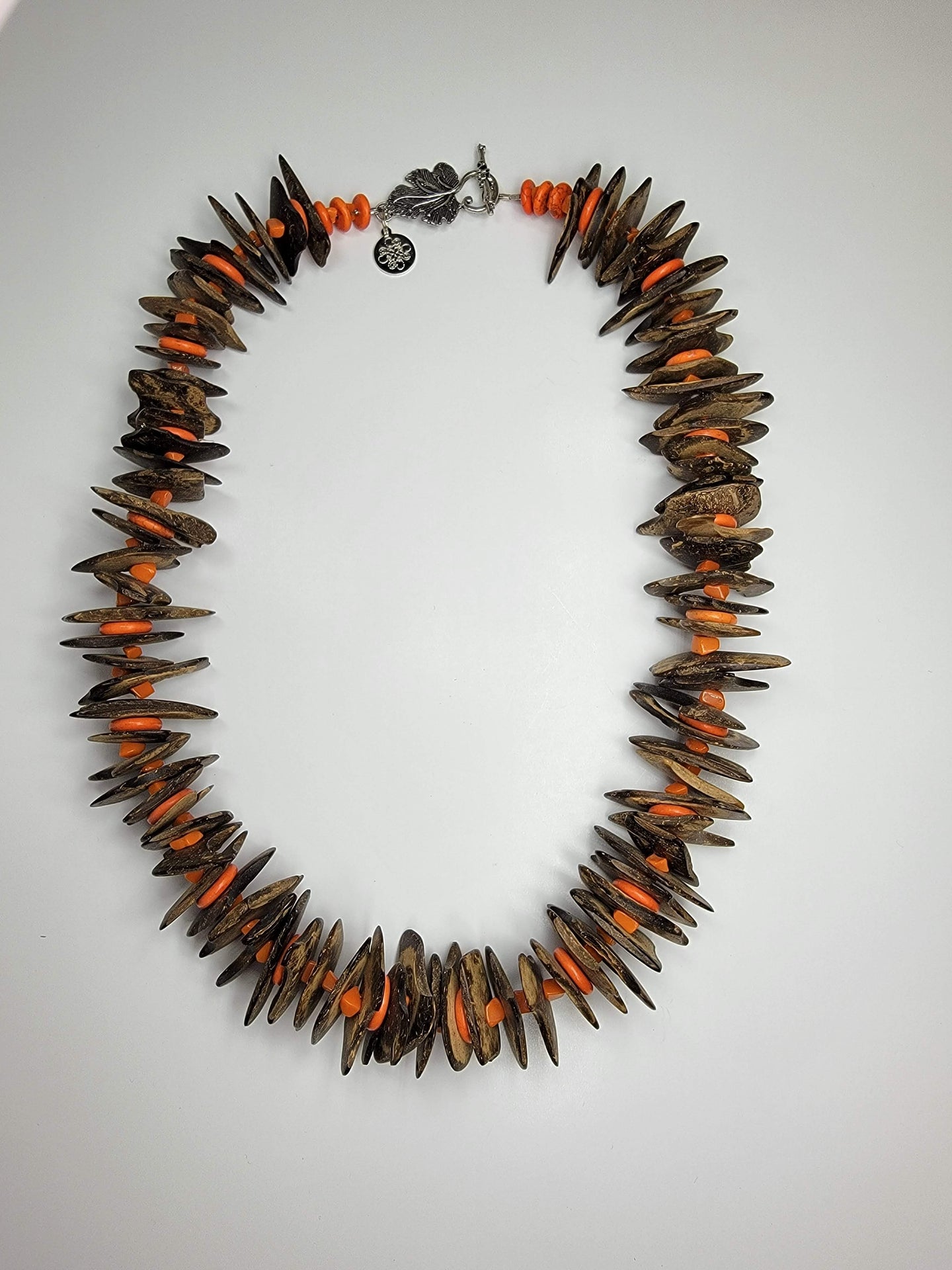 Wooden Orange Chip Necklace - One of a kind