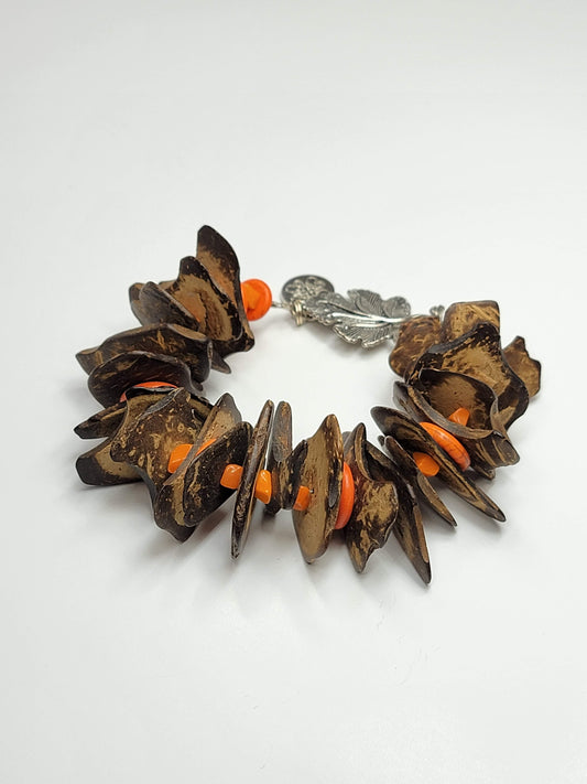 Wooden Orange Chip Bracelet - One of a kind