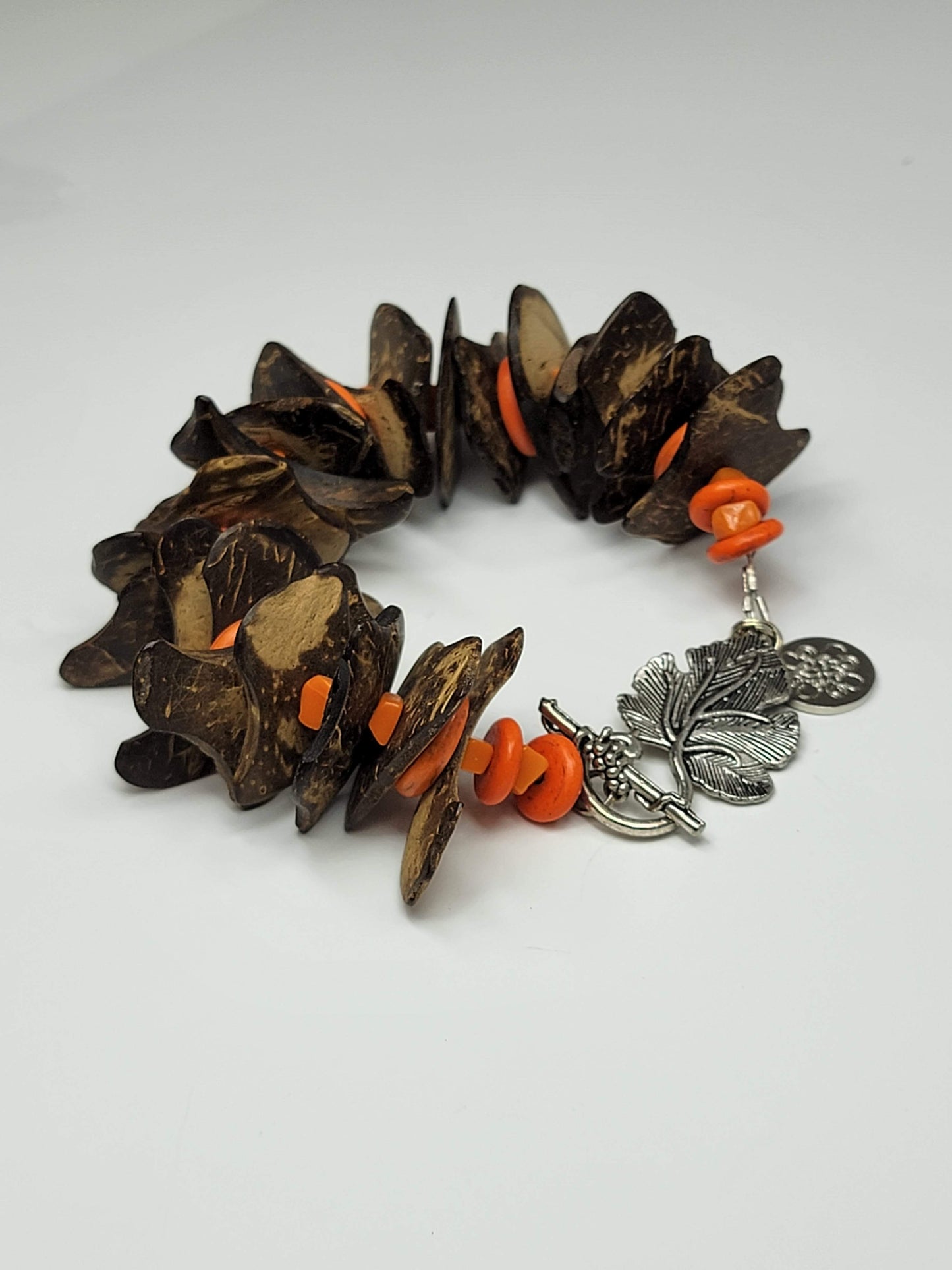 Wooden Orange Chip Bracelet - One of a kind