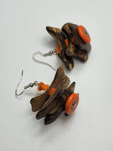 Wooden Orange Chip Earrings - One of a kind